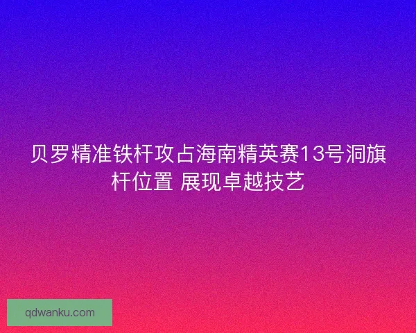 贝罗精准铁杆攻占海南精英赛13号洞旗杆位置 展现卓越技艺