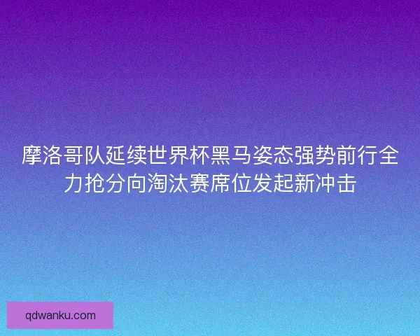 摩洛哥队延续世界杯黑马姿态强势前行全力抢分向淘汰赛席位发起新冲击